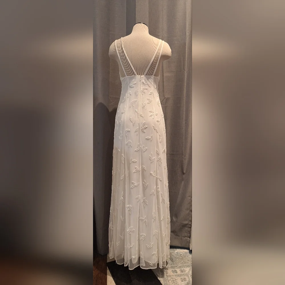 K Lily Ivory White Beaded Maxi Evening Dress Size 8 - Picture 5 of 12